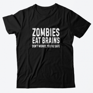Прикольная футболка с принтом "Zombies eat brains"